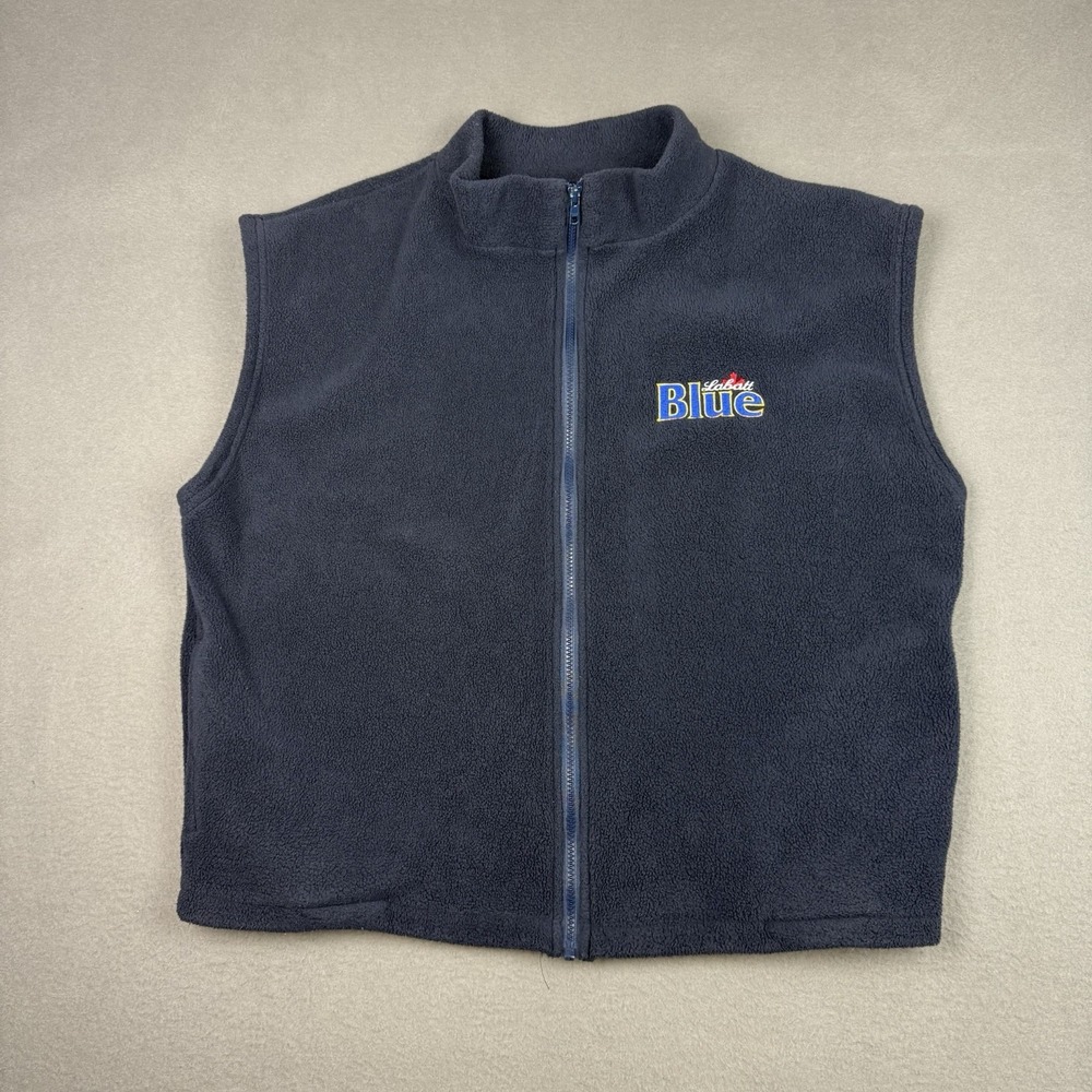 Labatt‎ Blue Fleece Vest Mens Size XL Navy Blue Calhoun Vintage